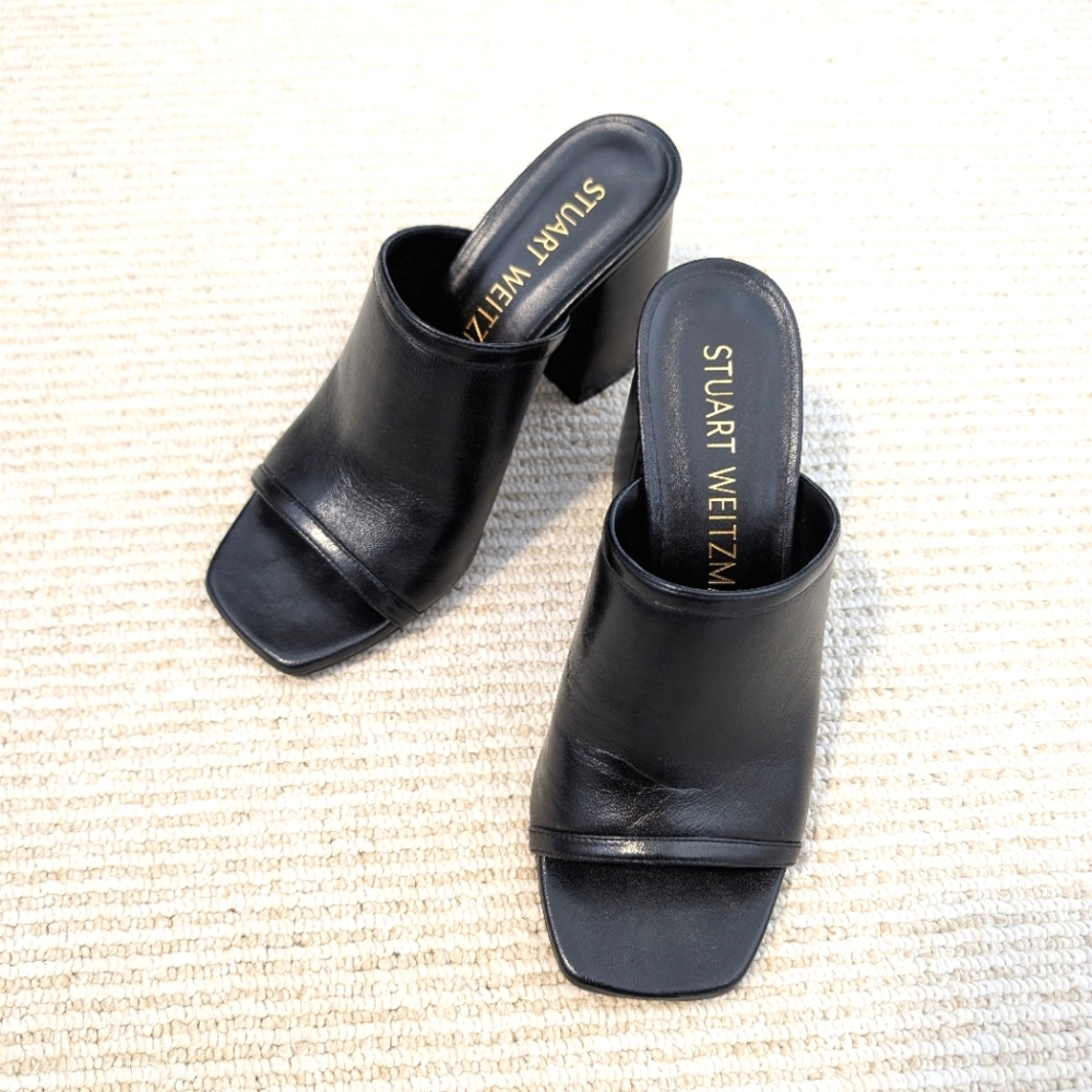 Stuart Weitzman Cayman 85 Sandals - Leather Mules